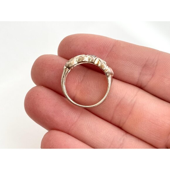 Multi Gemstone Abalone, MOP & Black Onyx 925 Sterling Vintage Ring - sz 6 - Picture 9 of 12